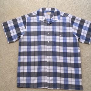 Haggar Blue/Gray Plaid Button Down Shirt XL